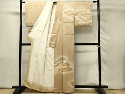 平和屋着物■訪問着　駒刺繍　絞り　雲取り花文　暈し染め　銀彩　正絹　逸品　DABH3127qp