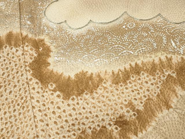 平和屋着物■訪問着　駒刺繍　絞り　雲取り花文　暈し染め　銀彩　正絹　逸品　DABH3127qp