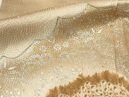 平和屋着物■訪問着　駒刺繍　絞り　雲取り花文　暈し染め　銀彩　正絹　逸品　DABH3127qp