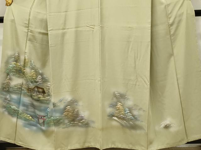 平和屋着物■訪問着　手描き　風景樹林文　中山道　暈し染め　金彩　正絹　逸品　DABH3129qp