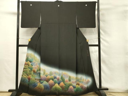 平和屋着物■豪華黒留袖　作家物　神護寺　暈し染め　金彩　正絹　逸品　DABH3139qp