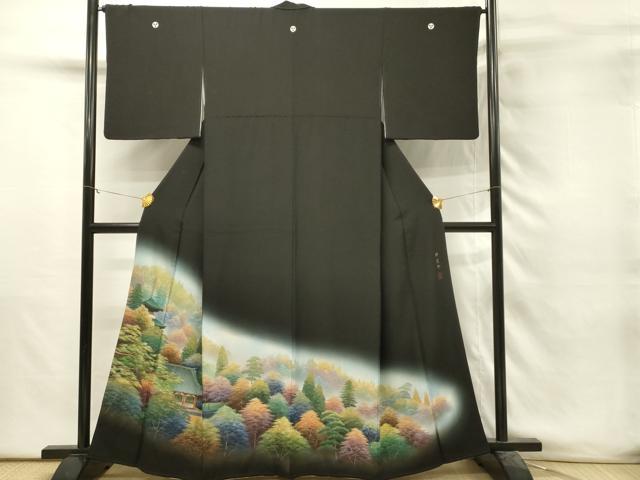 平和屋着物■豪華黒留袖　作家物　神護寺　暈し染め　金彩　正絹　逸品　DABH3139qp