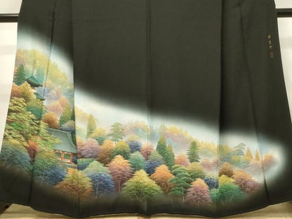 平和屋着物■豪華黒留袖　作家物　神護寺　暈し染め　金彩　正絹　逸品　DABH3139qp