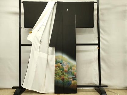 平和屋着物■豪華黒留袖　作家物　神護寺　暈し染め　金彩　正絹　逸品　DABH3139qp