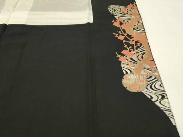 平和屋着物■豪華黒留袖　飛鶴枝梅文　暈し染め　金銀彩　正絹　逸品　DABH3140qp