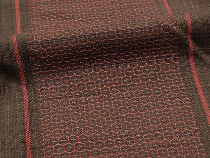 平和屋着物■上質な紬　80亀甲　亀甲間道　正絹　逸品　￥qpDABH3141