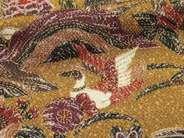 平和屋着物■上質な小紋　花鳥文　金彩　鬼しぼ縮緬　正絹　逸品　未使用　DABH3145qp