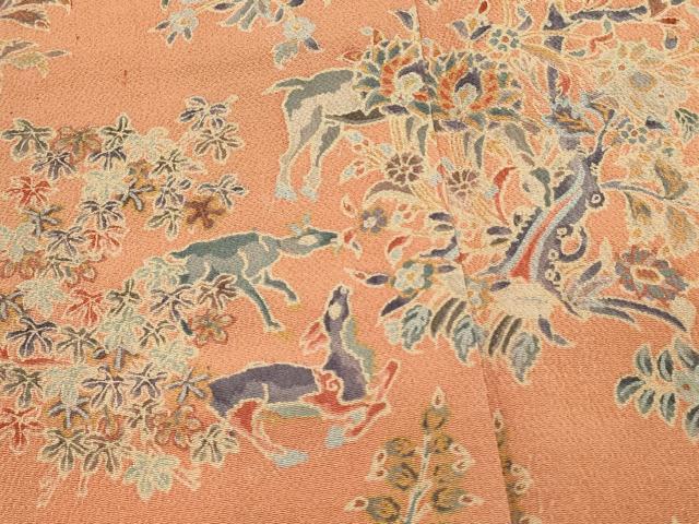 平和屋着物■訪問着　鳥獣花文　暈し染め　鬼しぼ縮緬　正絹　逸品　DABH3147qp