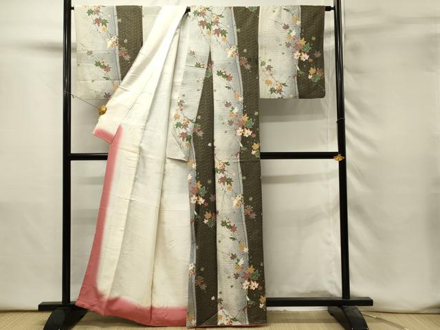 平和屋着物■上質な小紋　舞楓文　金彩　正絹　逸品　DABH3148qp