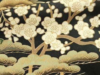 平和屋着物■豪華黒留袖　駒刺繍　御所車花松文　暈し染め　金彩　正絹　逸品　DABH3149qp