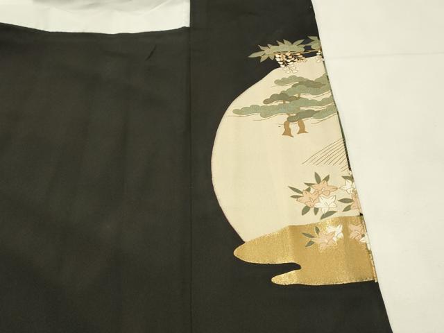 平和屋着物■豪華黒留袖　駒刺繍　御所車花松文　暈し染め　金彩　正絹　逸品　DABH3149qp