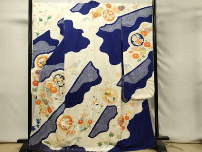 平和屋着物■豪華振袖　駒刺繍　絞り　花丸文　金彩　正絹　逸品　DABH3156qp