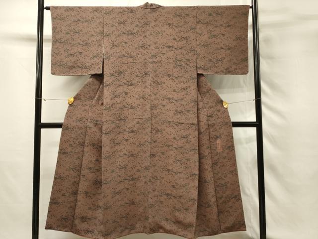 平和屋着物■人間国宝・南部芳松の息子 伝統工芸伝承者彫刻・南部幸雄 型染 小紋 草木染 風景流水花文 鬼しぼ縮緬 正絹 逸品 DABH3160qp