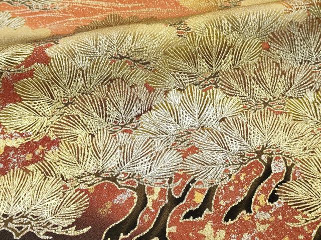 平和屋着物■豪華黒留袖　飛鶴浜松文　暈し染め　金銀彩　正絹　逸品　DABH3163qp