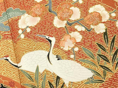 平和屋着物■豪華黒留袖　作家物　駒刺繍　絵巻飛鶴浜松文　暈し染め　金銀彩　正絹　逸品　DABH3164qp