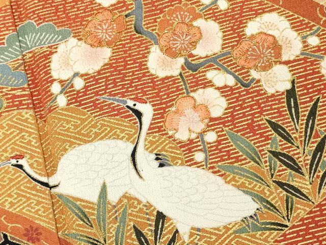 平和屋着物■豪華黒留袖　作家物　駒刺繍　絵巻飛鶴浜松文　暈し染め　金銀彩　正絹　逸品　DABH3164qp