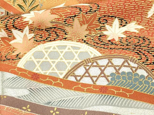 平和屋着物■豪華黒留袖　作家物　駒刺繍　絵巻飛鶴浜松文　暈し染め　金銀彩　正絹　逸品　DABH3164qp