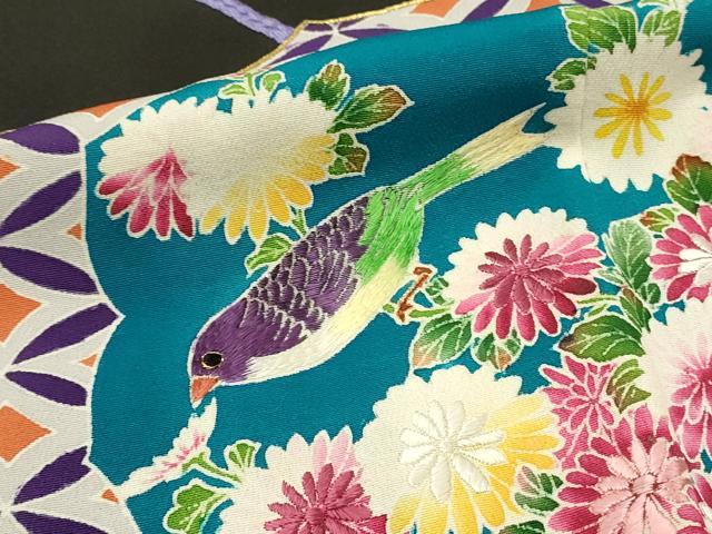平和屋着物■豪華黒留袖　刺繍　絵皿花鳥文　金糸　正絹　逸品　DABH3167qp
