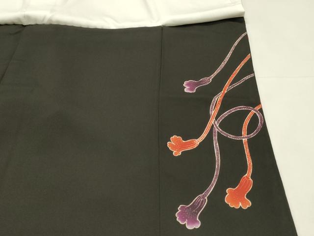 平和屋着物■豪華黒留袖　刺繍　絵皿花鳥文　金糸　正絹　逸品　DABH3167qp