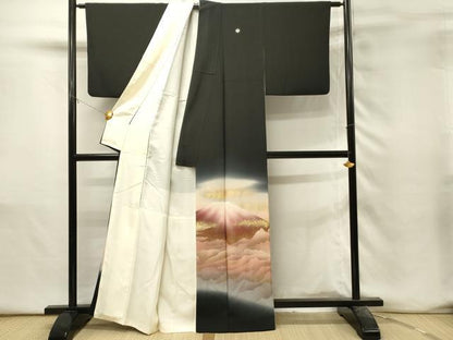 平和屋着物■近代日本画の巨匠　横山大観　じゅらく謹製　黒留袖　遠山風景文　暈し染め　金彩　正絹　逸品　DABH3168qp