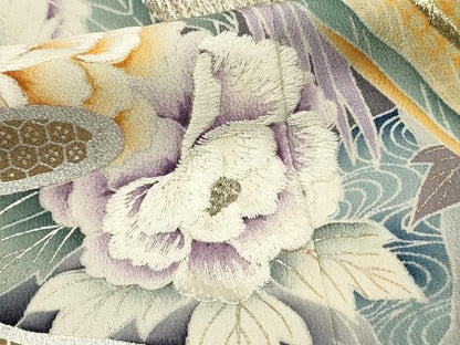 平和屋着物■豪華黒留袖　刺繍　尾長鳥花松文　金銀彩　正絹　逸品　DABH3169qp