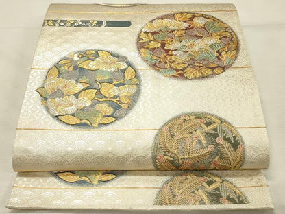 平和屋着物◎六通柄袋帯　能衣蒔絵彩錦文　金銀糸　正絹　逸品　DABH3182qp