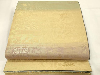 平和屋着物◎両面　両方向　全通柄袋帯　琳派相生松紋　金糸　正絹　逸品　DABH3194qp