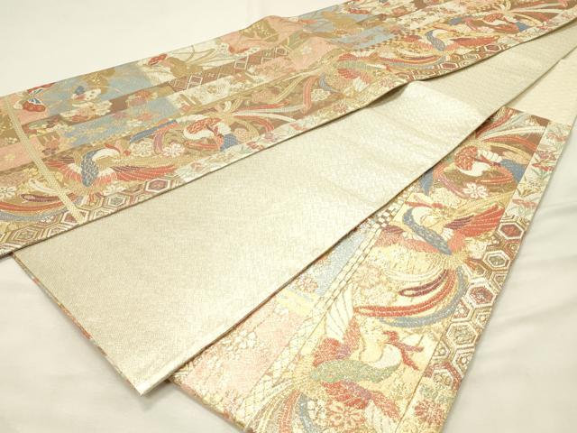平和屋着物◎佐賀錦　六通柄袋帯　舞蝶鳳凰花間道　金糸　正絹　逸品　DABH3196qp