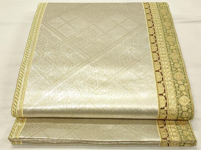 平和屋着物◎六通柄袋帯　抽象間道　金糸　正絹　逸品　DABH3198qp