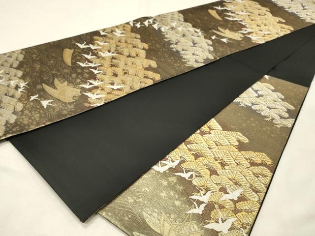 平和屋着物◎六通柄袋帯　飛鶴松文　金銀糸　正絹　逸品　DABH3213qp