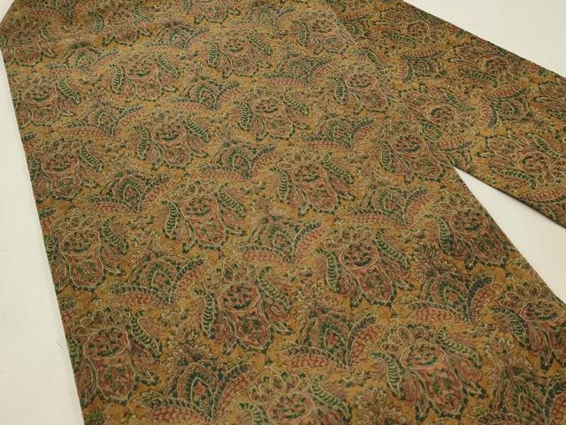 平和屋着物◎全通柄九寸名古屋帯　更紗花文　鬼しぼ縮緬　正絹　逸品　DABH3218qp