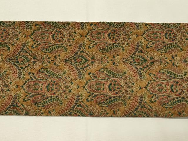 平和屋着物◎全通柄九寸名古屋帯　更紗花文　鬼しぼ縮緬　正絹　逸品　DABH3218qp