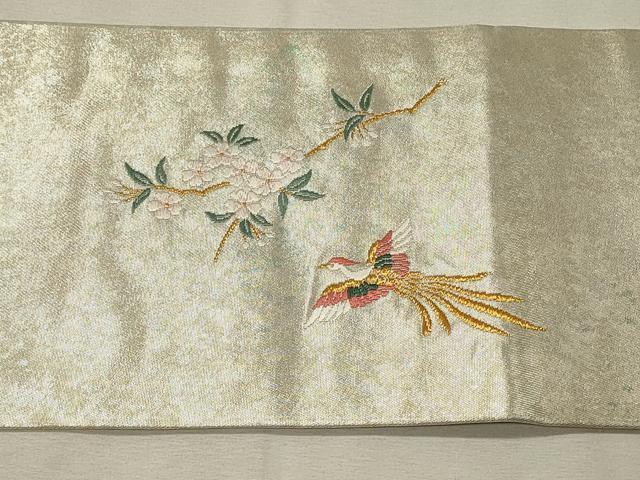 平和屋着物◎九寸名古屋帯　唐織　鳳凰花文　青銅箔　金銀糸　正絹　逸品　DABH3221qp