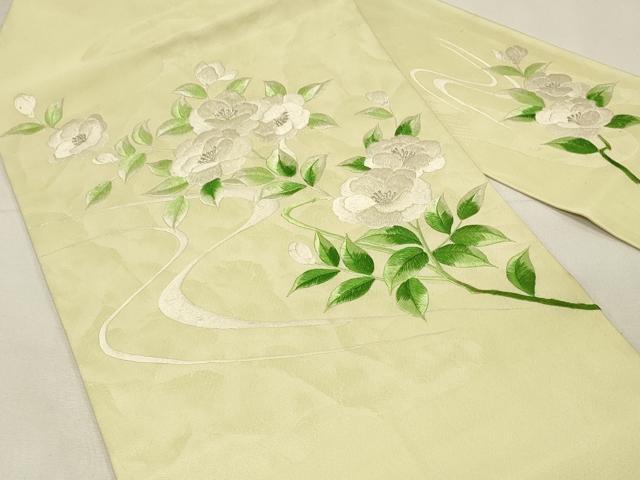 平和屋着物◎九寸名古屋帯　総刺繍　流水枝花文　銀糸　正絹　逸品　DABH3225qp