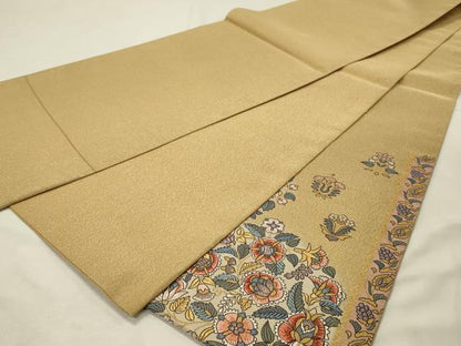 平和屋着物◎太鼓柄袋帯　唐織　更紗花唐草丸文　金糸　正絹　逸品　DABH3227qp
