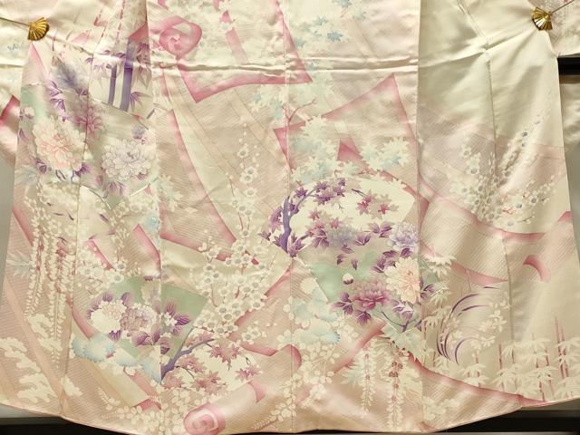 平和屋着物■豪華振袖　駒刺繍　地紙花文　牡丹　紫陽花　銀彩　正絹　逸品　DABH3231qp