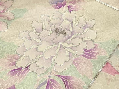 平和屋着物■豪華振袖　駒刺繍　地紙花文　牡丹　紫陽花　銀彩　正絹　逸品　DABH3231qp