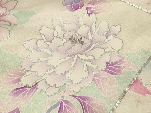 平和屋着物■豪華振袖　駒刺繍　地紙花文　牡丹　紫陽花　銀彩　正絹　逸品　DABH3231qp