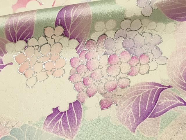 平和屋着物■豪華振袖　駒刺繍　地紙花文　牡丹　紫陽花　銀彩　正絹　逸品　DABH3231qp
