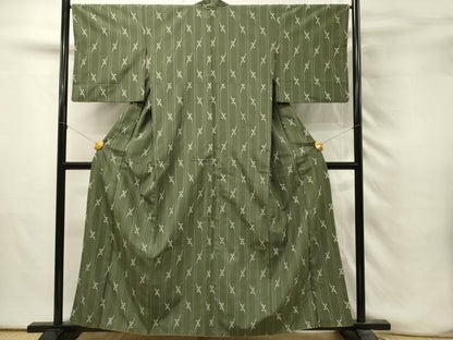 平和屋着物■上質な紬　十字絣間道　正絹　逸品　DABH3238qp