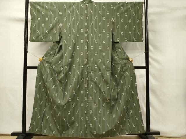 平和屋着物■上質な紬　十字絣間道　正絹　逸品　DABH3238qp