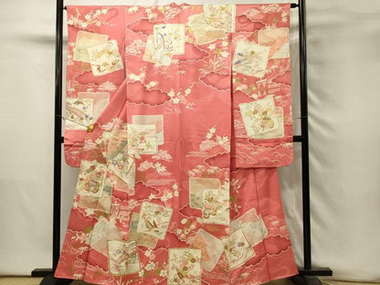 平和屋着物■豪華振袖　駒刺繍　色紙重ね花文　金糸　正絹　逸品　DABH3246qp
