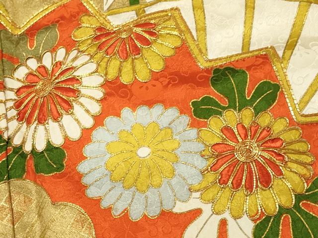 平和屋着物■豪華振袖　駒刺繍　扇面花文　金彩　正絹　逸品　DABH3253qp