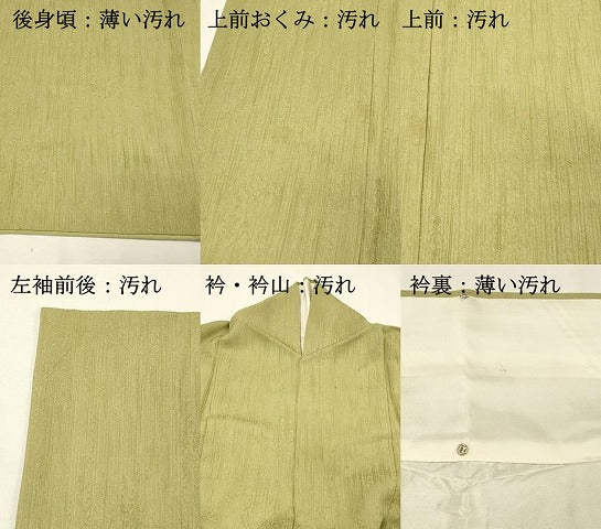 平和屋着物■上質な色無地　間道地紋　枯草色　正絹　逸品　DABH3256qp