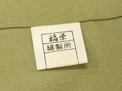 平和屋着物■上質な色無地　間道地紋　枯草色　正絹　逸品　DABH3256qp