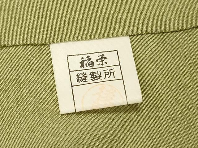 平和屋着物■上質な色無地　間道地紋　枯草色　正絹　逸品　DABH3256qp
