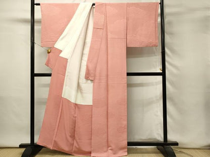 平和屋着物■上質な色無地　雲重ね地紋　東雲色　正絹　逸品　DABH3261qp