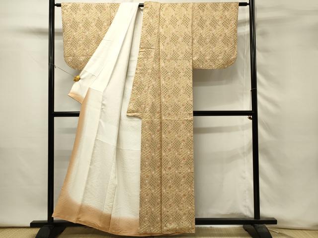 平和屋着物■上質な小紋　絞り　菱繋ぎ　舞桜文　正絹　逸品　DABH3270qp