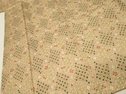平和屋着物■上質な小紋　絞り　菱繋ぎ　舞桜文　正絹　逸品　DABH3270qp
