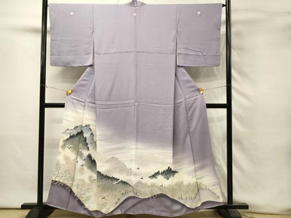 平和屋着物■豪華色留袖　遠山飛鶴松文　暈し染め　金彩　正絹　逸品　DABH3271qp